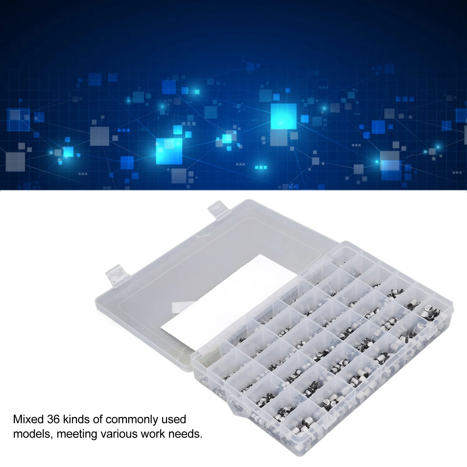 1520Pcs SMD Electrolytic Capacitor 36 Values 1uF‑1000uF Aluminum Assortment Set Kit