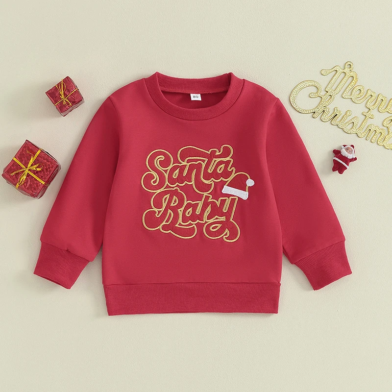 

Kids Girls Sweatshirt Long Sleeve Crew Neck Embroidery Letters Pullover Hoodie Christmas Costume