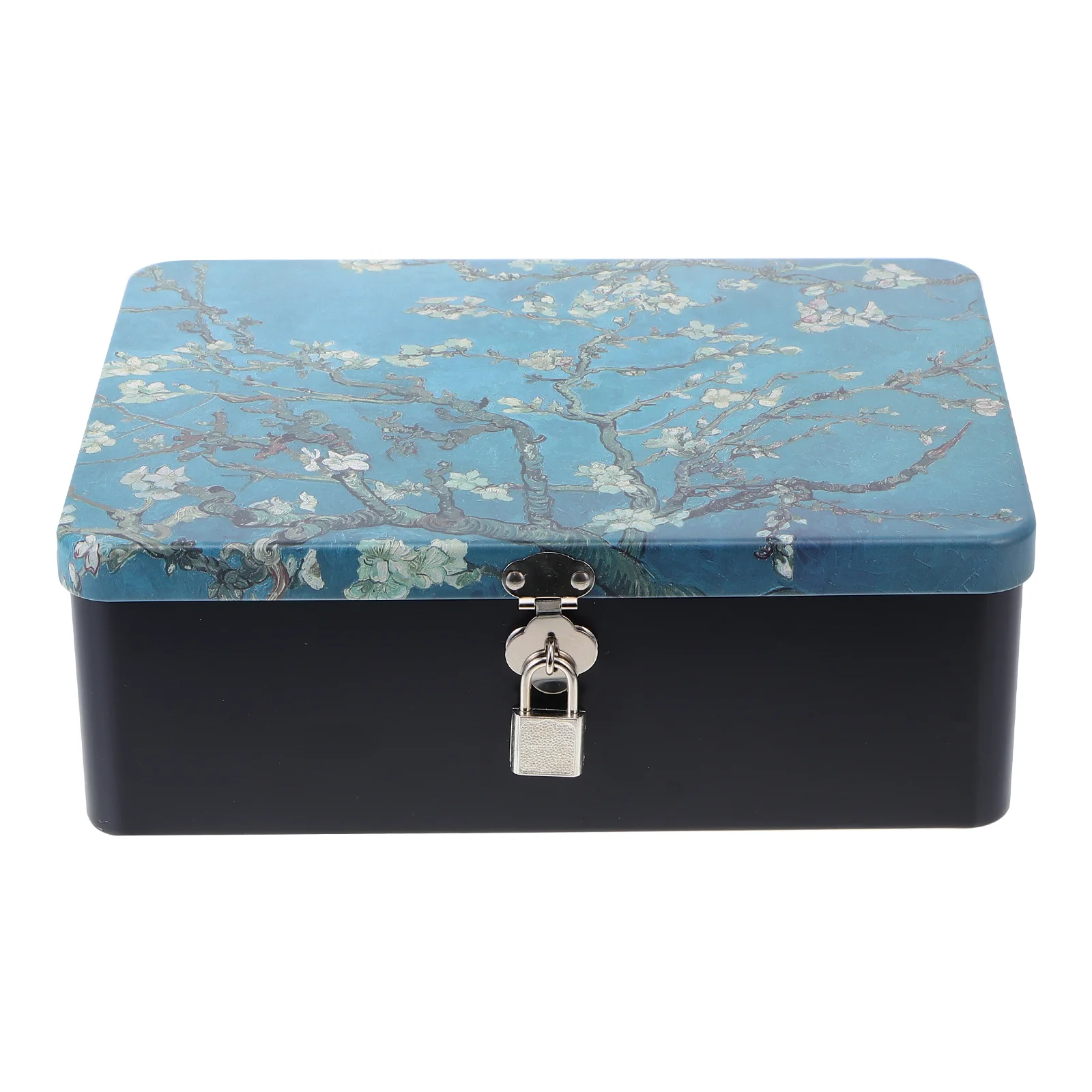 

Tinplate Box with Lock Storage Container Case Travel Food Containers Coin Vintage Style Retro for Gift Packaging