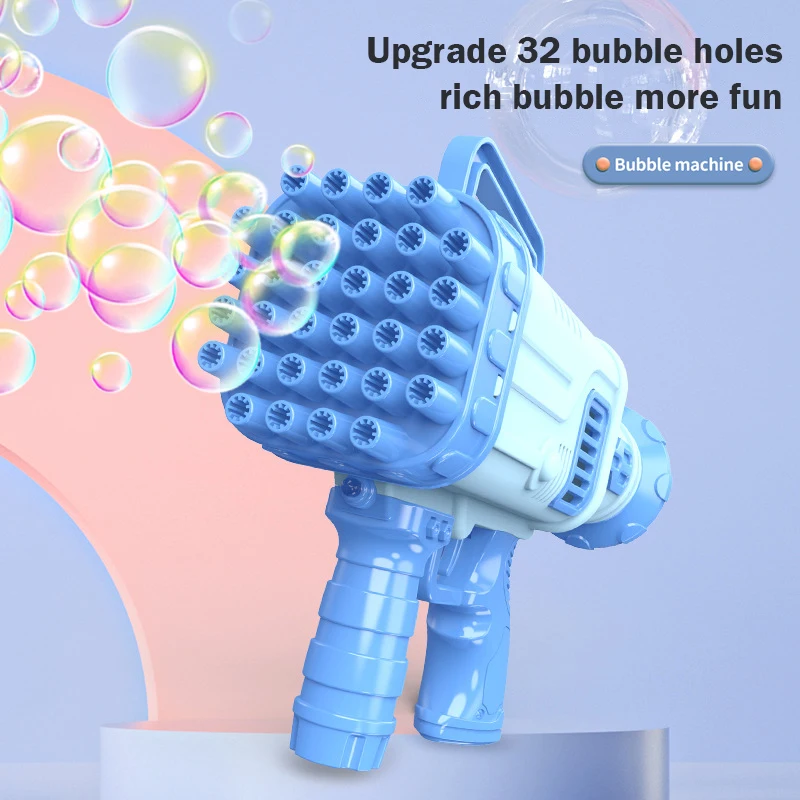 Children's Automatic 32 Hole Bubble Gun Electric Bubble Machine Outdoor Parent-Child Bubble Blowing Toy With Light Children Gift 3