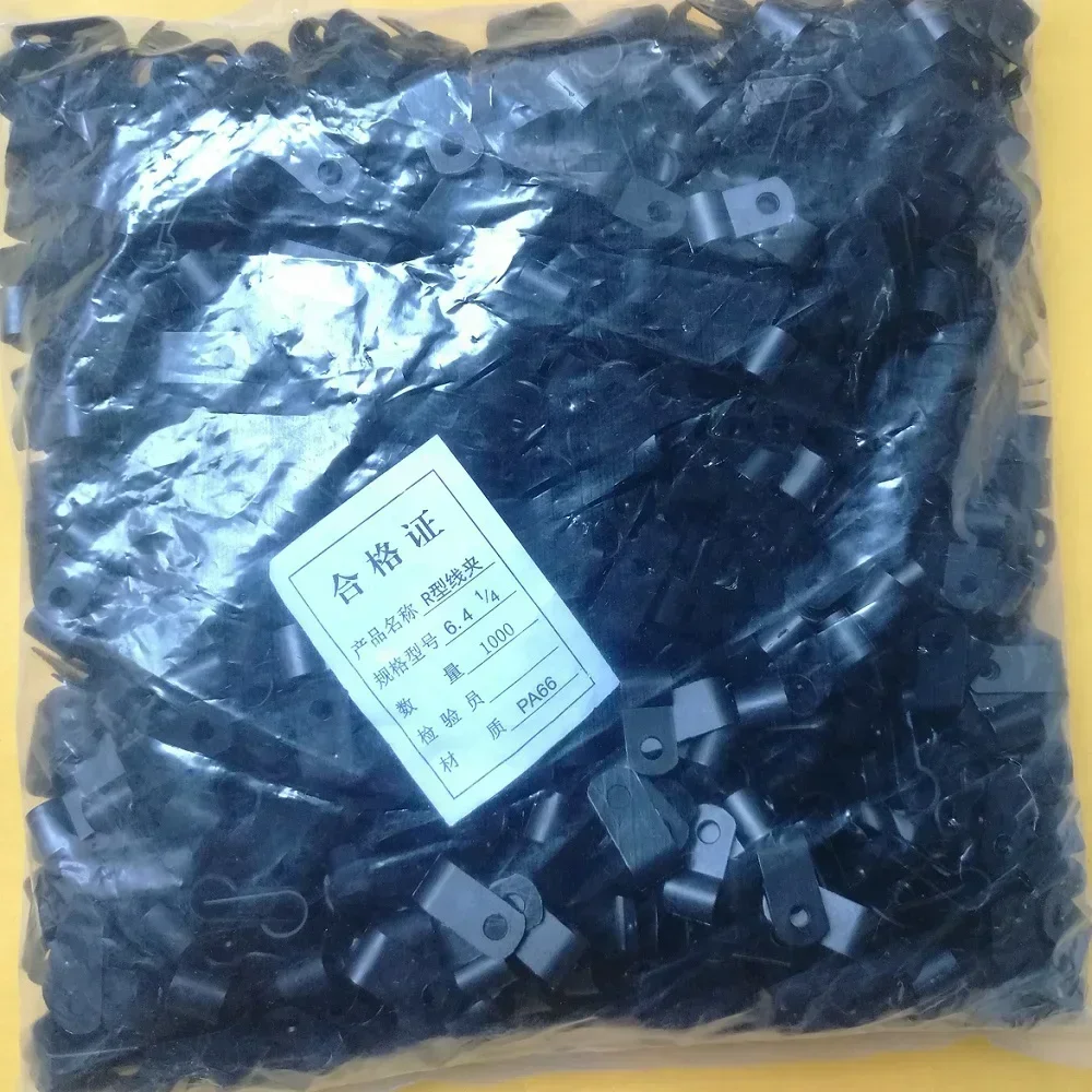 Nylon Black Wire Cable Hose P Type R Clamp Clips Clip C = 3.3/5.2/5.3/8.4/10.4/13.2/16.2mm 1000pcs