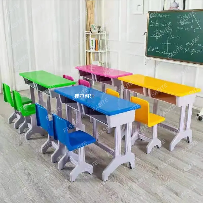 Kindergartenpreschooldeskandchairsetplasticglossydeskandchair