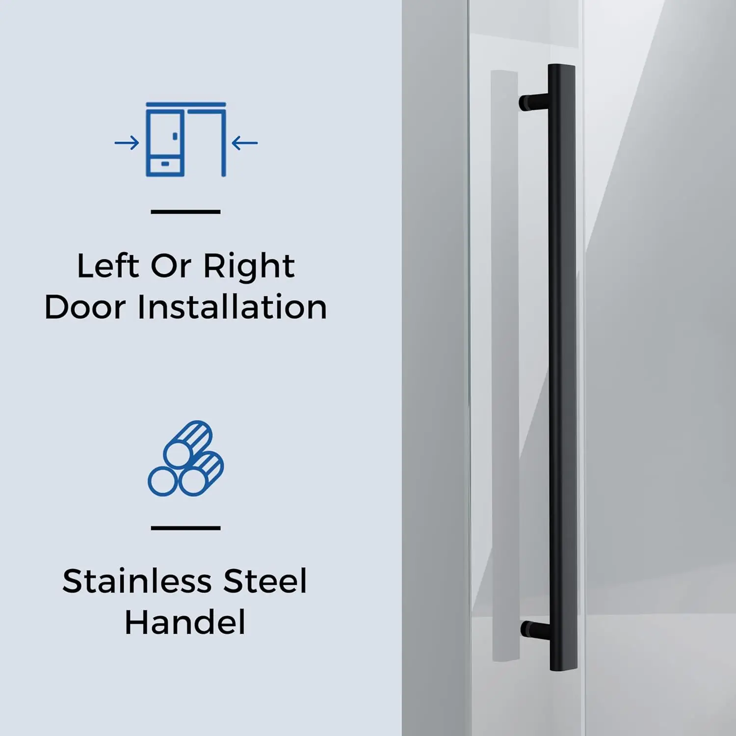 Frameless Sliding Shower Door Glass Door with Clear Tempered Glass Explosion Proof Film Stainless Steel Hardware Matte Black 5