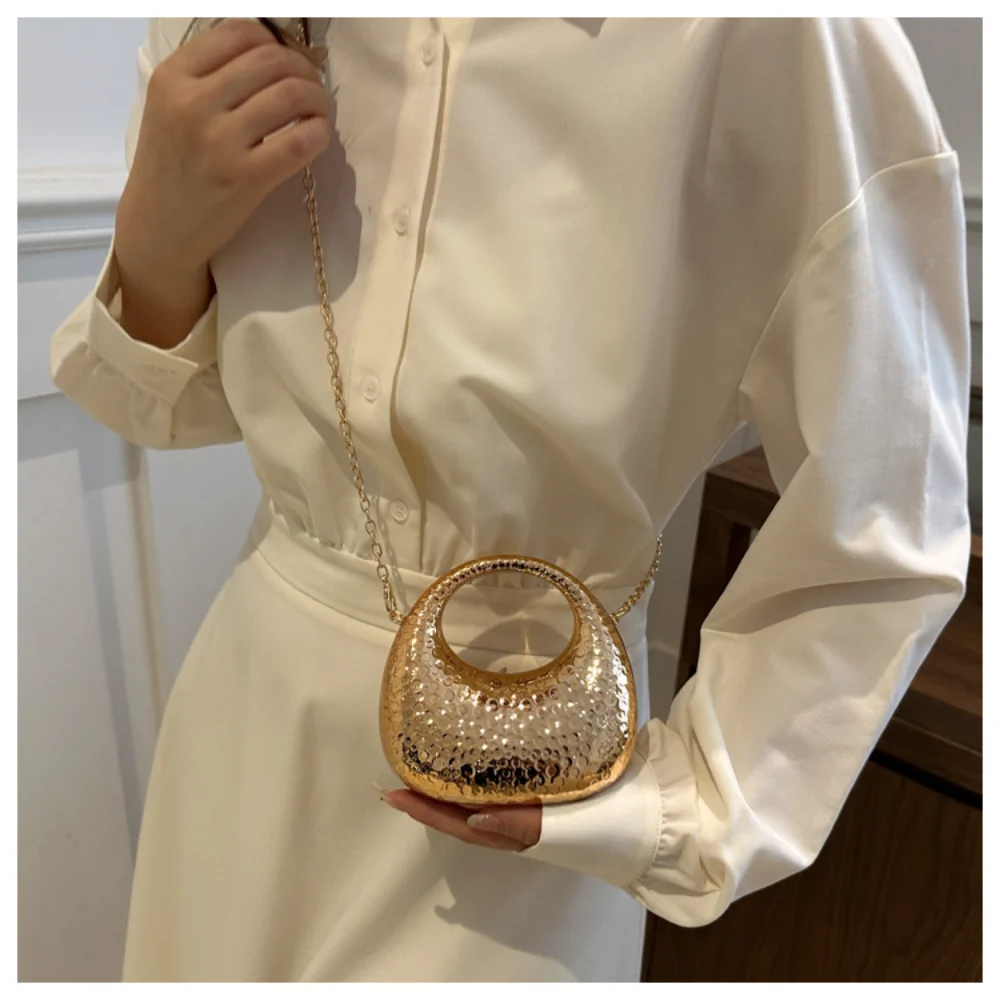 Mini Golden Evening Bag Purses and Handbags Luxury Designer Shoulder Bags Funny Shape Party Wedding Acrylic Shiny Clutch Purse