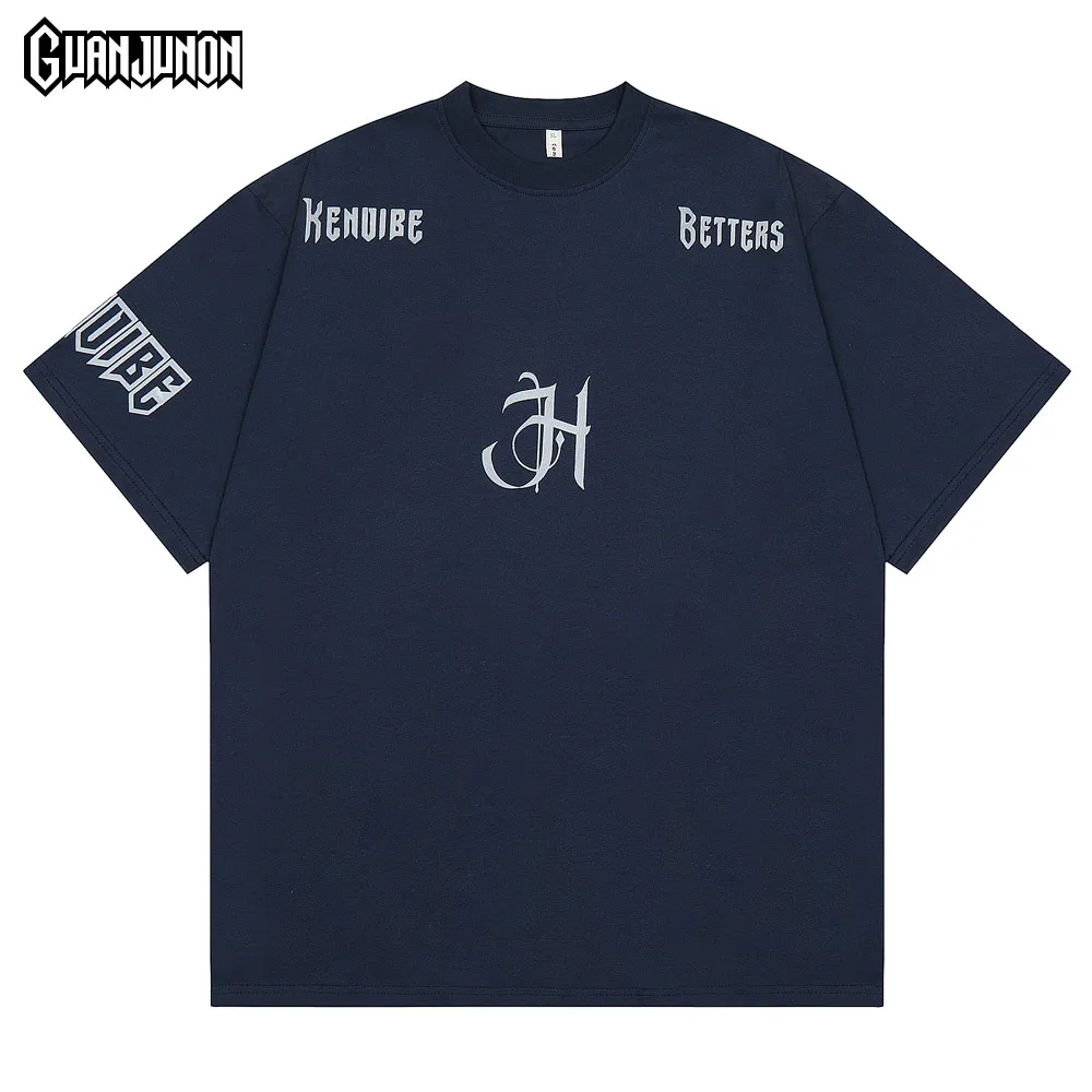 

T Shirt for Men Short Sleeve Oversized T Shirt Print Letter Cotton Tee Men's Clothing Camisetas Y2k Top Streetwear Kanye Berserk