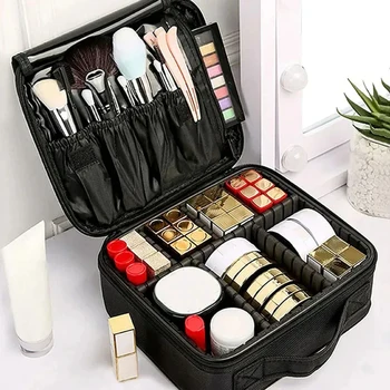 Nuova Borsa per il Trucco da Viaggio per Donne, Impermeabile, per Pennelli e Accessori di Bellezza, Custodia per Cosmetici Professionale con Ricami