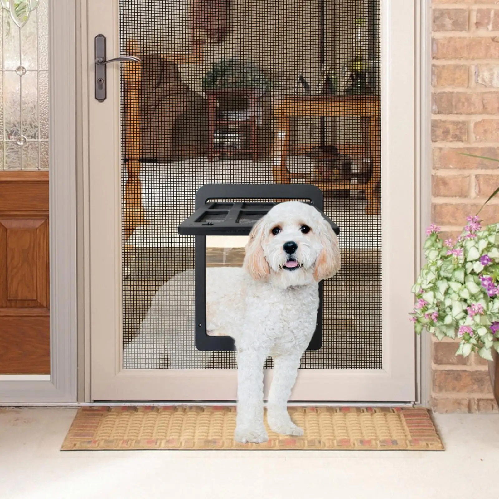 Pet Dog Door 4 Ways Household Cat Gate Lockable Security Pet Entrance Glass Window Puppy Hole Door for Cat Dog