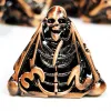 DnD Metal Dice Set - Hollow Skull Design Zinc Alloy Dice, Copper Red 7pc Polyhedral RPG Dice Set for D&D 5