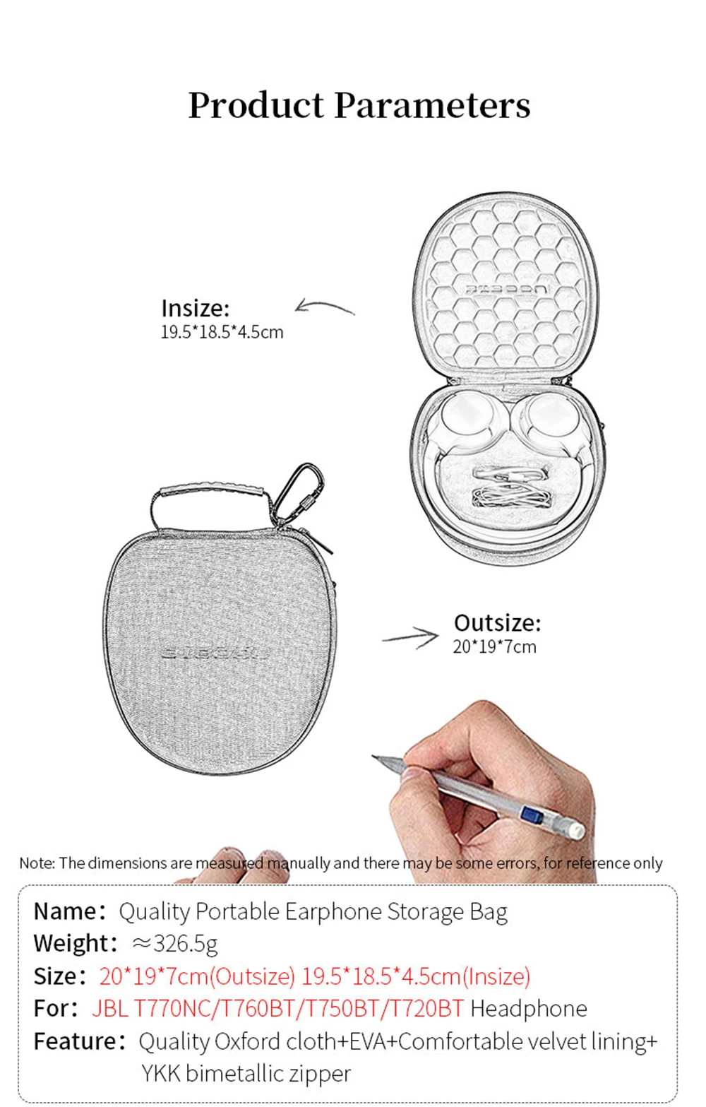 Portable Hard EVA Storage Bag for T770NC T760BT T750BT T720BT Headphone Box for Edifier W820NB Earphone Travel Carrying Case