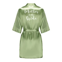 Sage Green Women's Satin Bride Bridesmaid Short Robes With White Letter for Wedding Party Getting Ready - Image 4