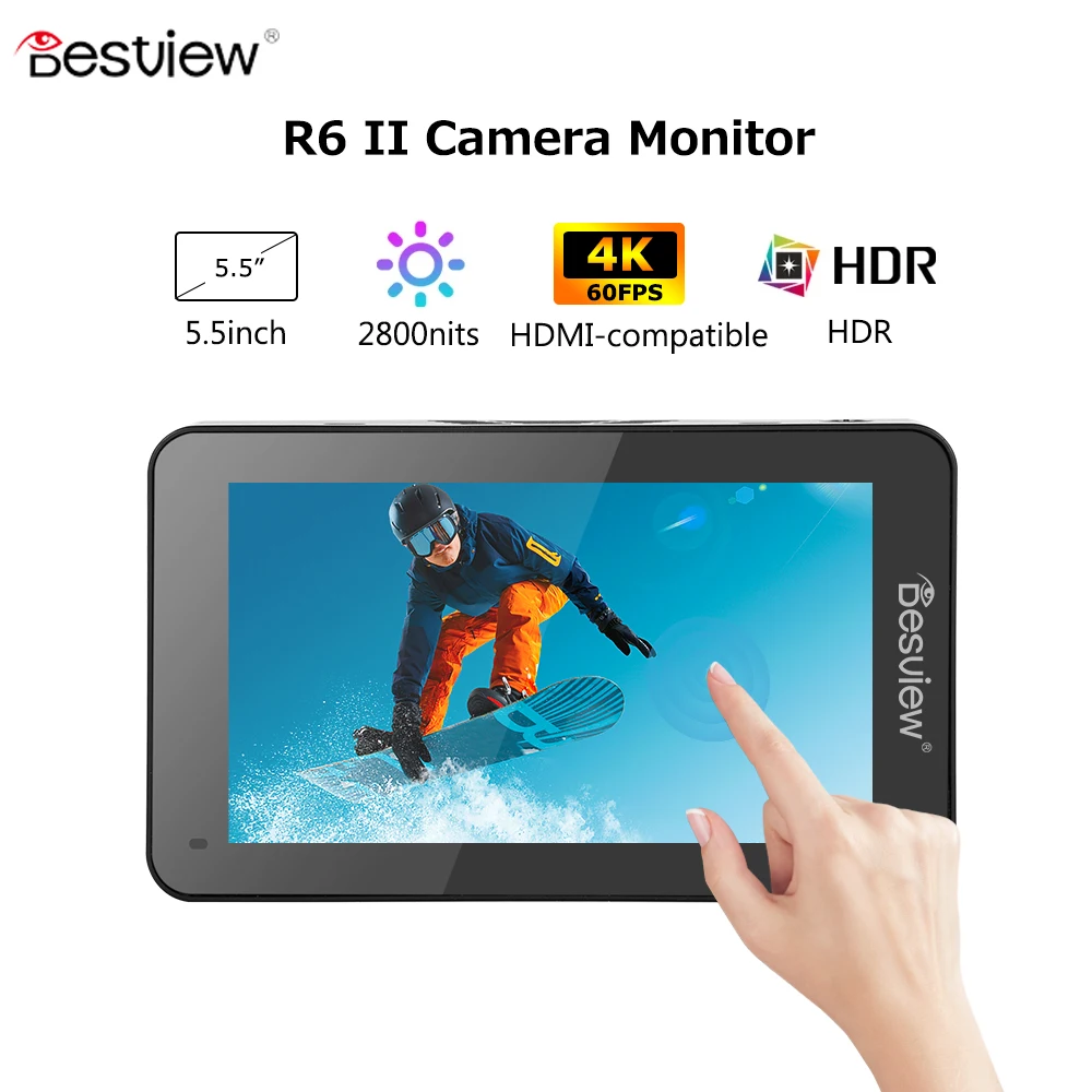 

Besview R6 II 5.5" 4K Monitor HDMI FHD 3D LUT HDR Touch Screen on Camera DSLR Field Monitor
