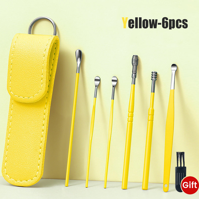 PCS Soft Silicone Earwax Remover Portable Ear Cleaner Stainless Steel Earwax 2 Head Ear Picks Earwax Curette Remover Ear Pick