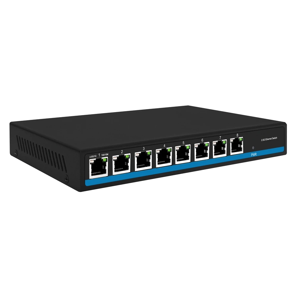 

2.5Gb multi-gigabit network hub 12V 160G Bandwidth unmanaged 8-Port 2.5G metal Ethernet switch