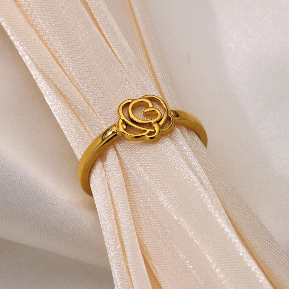 Hollow Rings Stainless Steel Gold Color Aesthetic