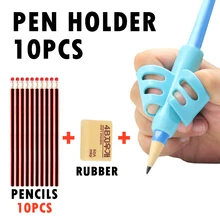 

10pcs Silicone Pen Holder High Quality Children'S Student Holding Pen Posture Corrector Office School Supplies With 10p Pencil