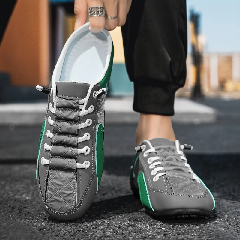 Fashion Men 2023 New Style Wild Flat Slippers Summer Mules Thin Mens Half Slippers Shoes Casual Flats Sandals Loafers Sneakers