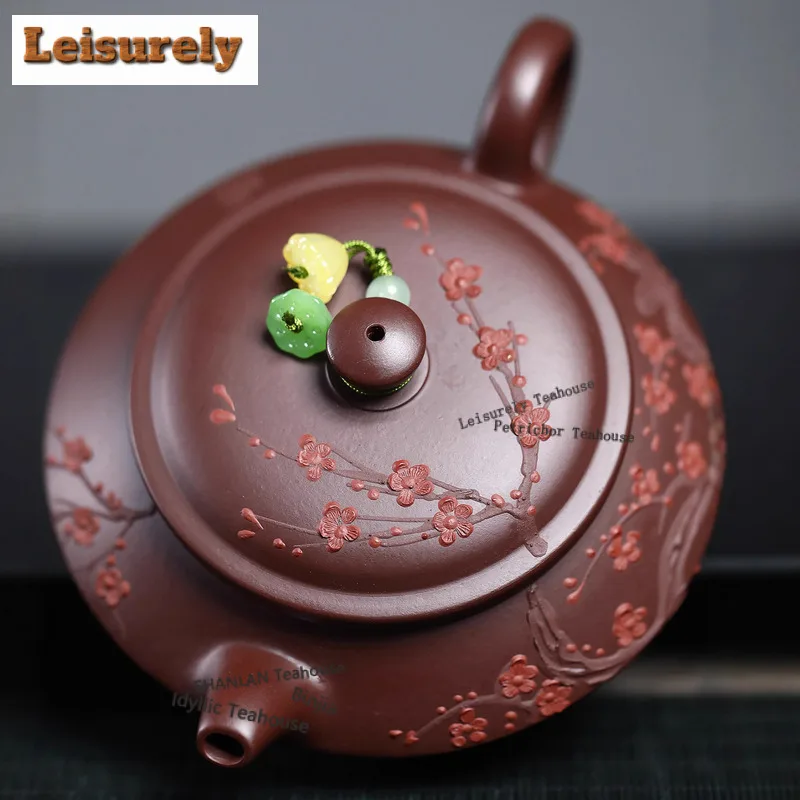 210ml High-end Yixing Purple Clay Teapots Artists Handmade Plum Blossom Pot Raw Ore Purple Zhu Mud Tea Maker Kettle Zisha Teaset