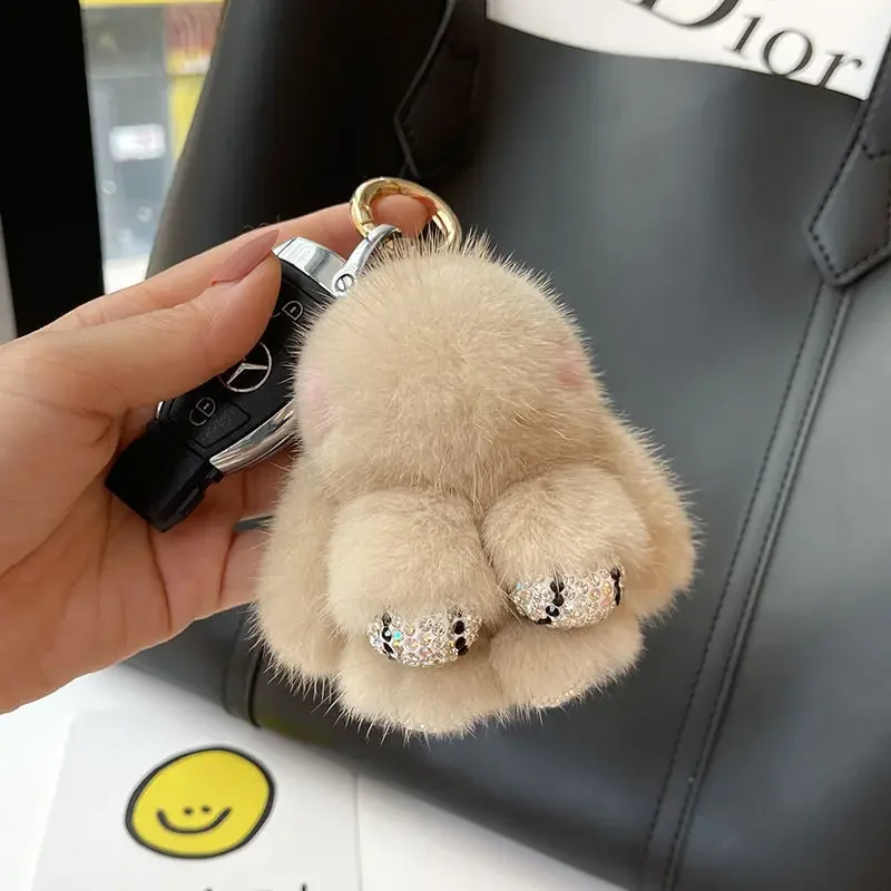 Plush Keychain Kopenhagen Fur Rabbit Keychain Real Mink Fur Rabbit