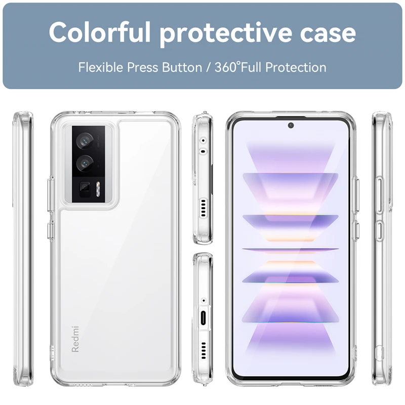 Clear Shockproof Phone Case Cover for Xiaomi Poco F5 Pro - Transparent Bumper Design