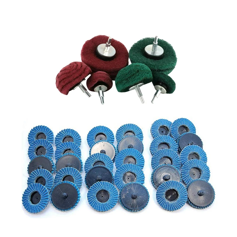 

1Set 50Mm 2 Inch Flap Disc Sanding Disk For Rolor Roll Lock Abrasive Tools & 6Pcs Mounted Dome Sanding Mop Pad Nylon Fiber Buffi