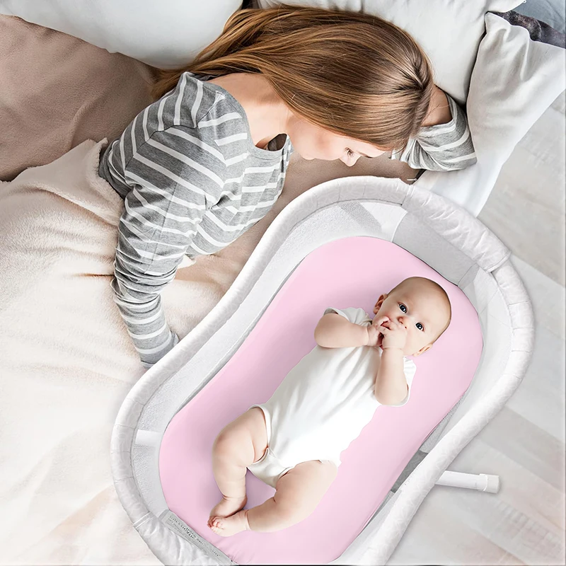 Cotton Fitted Bassinet Sheets for Halo Swivel Sleeper Microfabric Crib Fitted Sheet Newborn Changing Pad Covers Set of 2