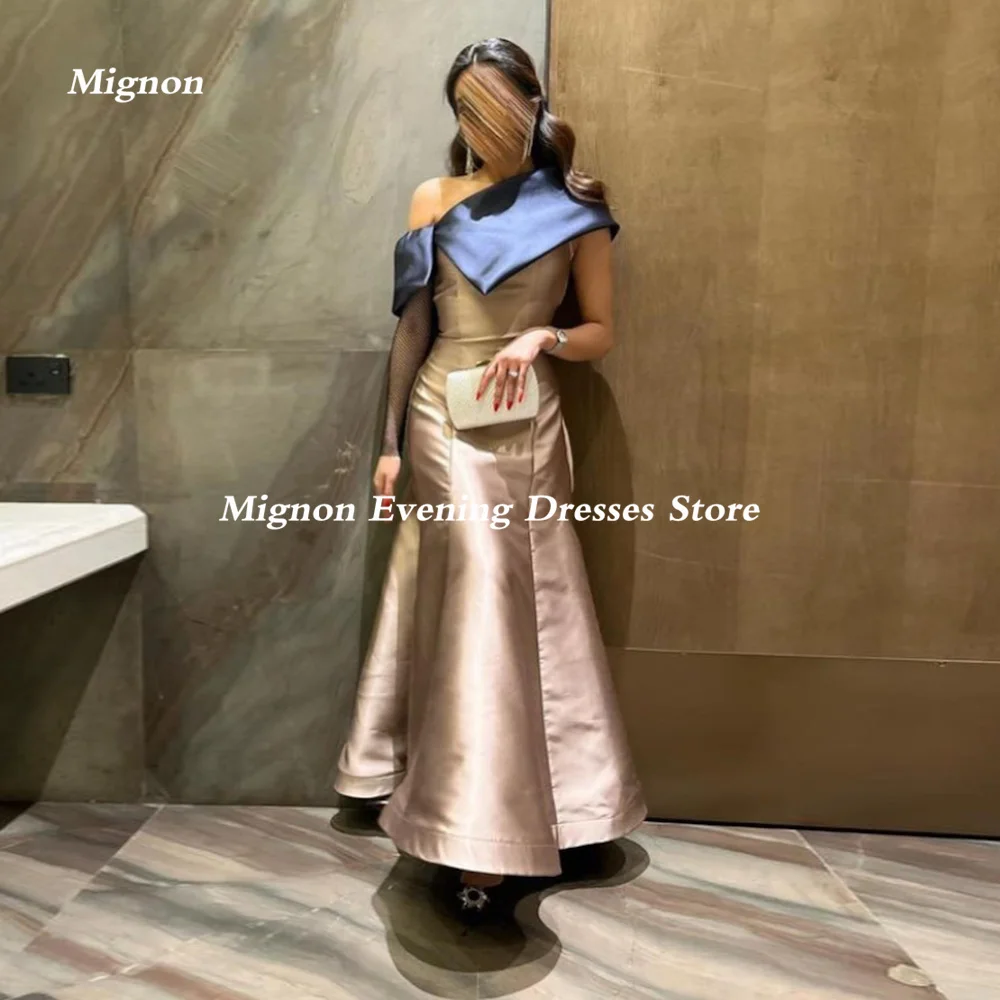 

Mignon Satin Tulle Mermaid Prom Gown One-shoulder Populer Evening Formal Ankle-length Elegant Party Dresses for Women 2023