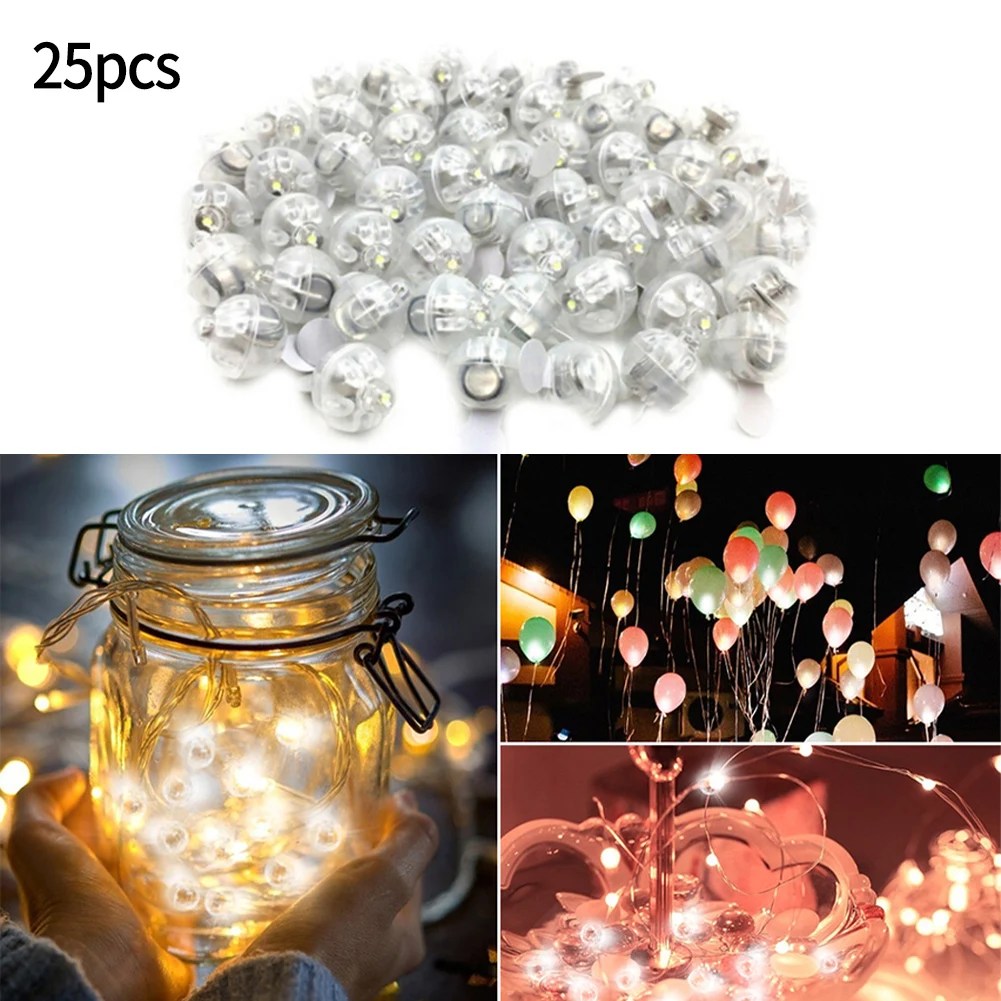 25Pcs LED Light Bulb Individual LED Balloon Lights Tiny Wireless Battery Craft Glow Party DIY Home Office Decoration