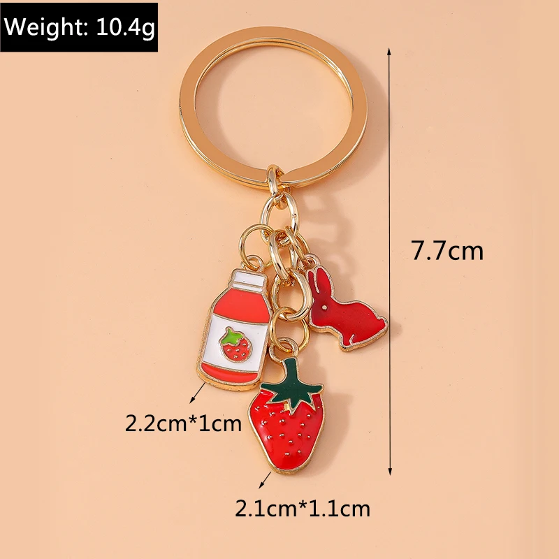 Hübsche Emaille Kirsche Schlüssel bund Blume Schlüssel ringe Anhänger für Schlüssel halter Frauen Mädchen Handtasche Dekor handgemachte Schmuck Geschenke – Detail 2