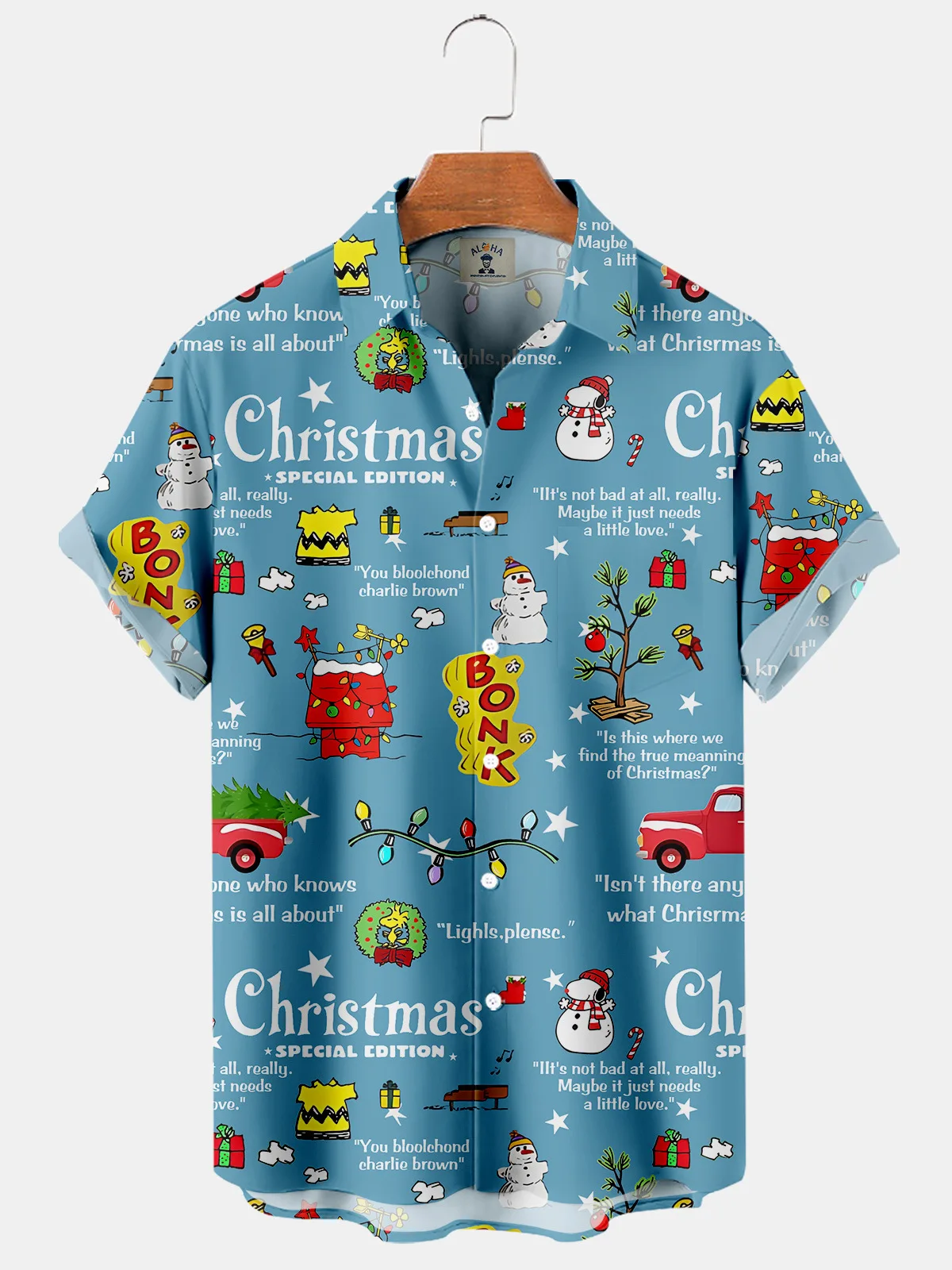 

Merry Christmas Men's Shirt Fashion Casual Short Sleeve T-Shirt Top Xmas Element Shirt for Men Polo Neck Button Hawaiian Clothes