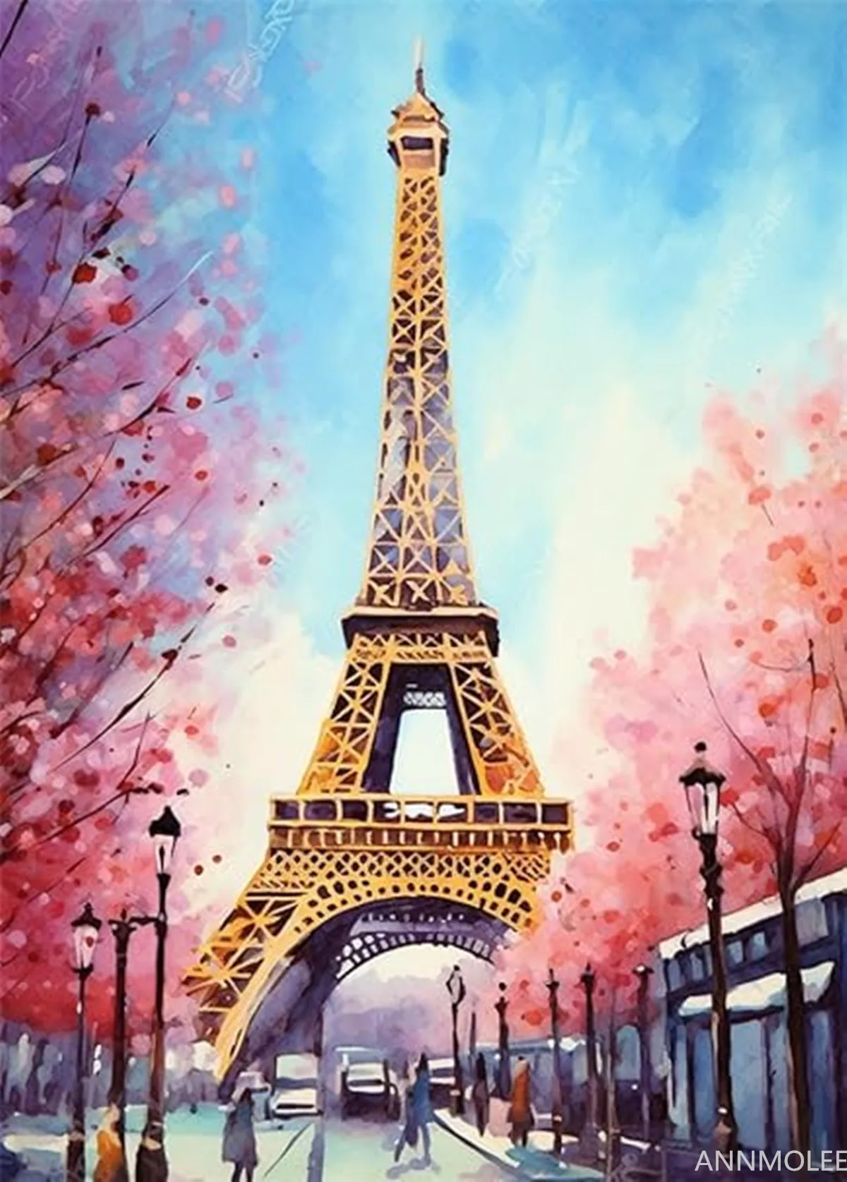 

Jigsaw Puzzles Adults Paris Tower with Cherry Blossoms Oil Painting Landscape Formation Wooden to Explore and Enjoy