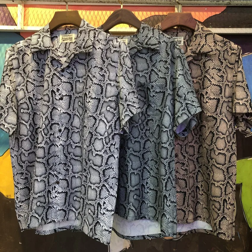 WACKO MARIA 2023 Summer New Snake Print Short Sleeve Shirt Fashion High Quality Men Women Tees