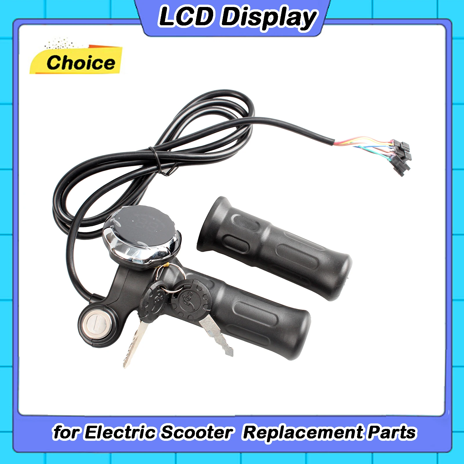 Accélérateur à écran LCD pour vélo électrique/trottinette électrique, poignée d'accélérateur avec écran rond 1 Accélérateur à écran LCD pour vélo électrique/trottinette électrique, poignée d'accélérateur avec écran rond 1