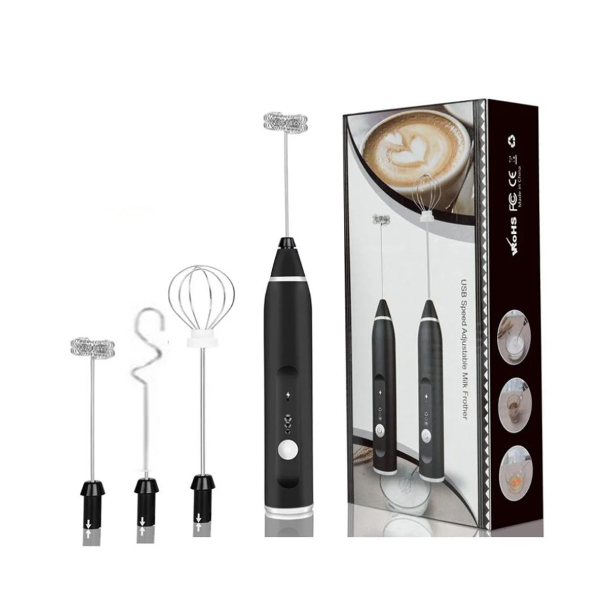 

Electric Milk Frothers Handheld Wireless Blender USB Mini Coffee Maker Whisk Mixer Cappuccino Cream Egg Food Blender A