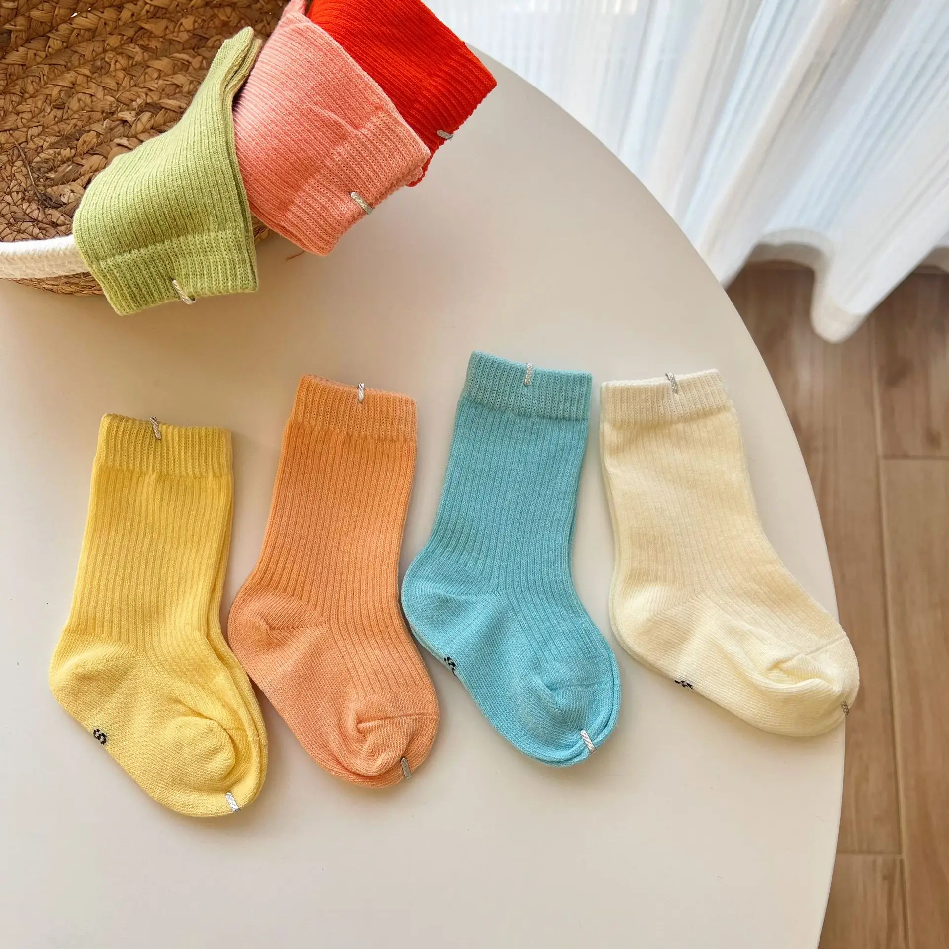 New Baby Candy Color White Knit Kid Cotton Soft High Long Socks Spring Summer Newborn Infant Sports Short Ankle Floor Socks