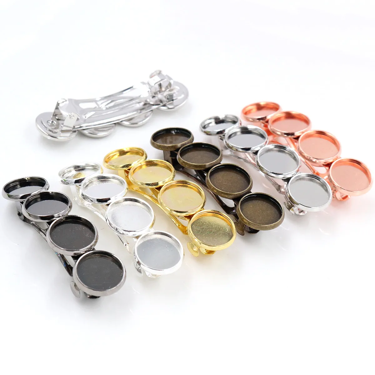 5 stücke 12mm mit 4 cameo Hohe Qualität 6 Farben Überzogen Kupfer Material Haarnadel Haar Clips Haarnadel Basis Einstellung