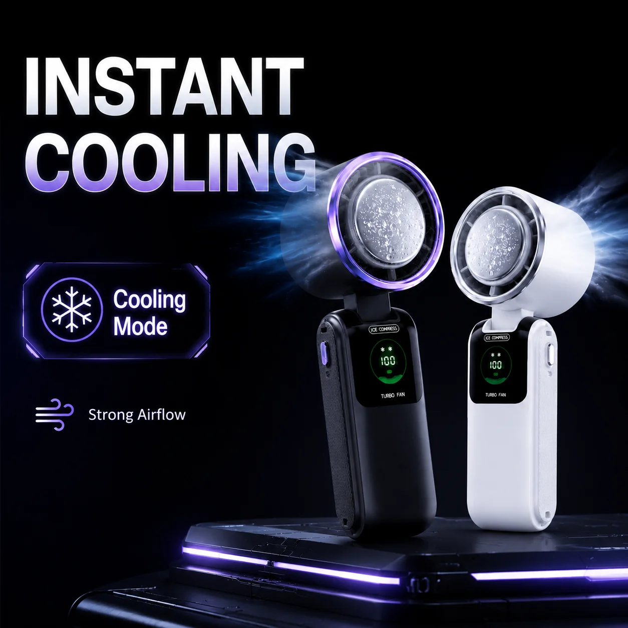 Neck Fan, 5-Speed Turbo Wind Foldable Hands Free Cooler, 4000mAh 9H Battery Travel Outdoor 3