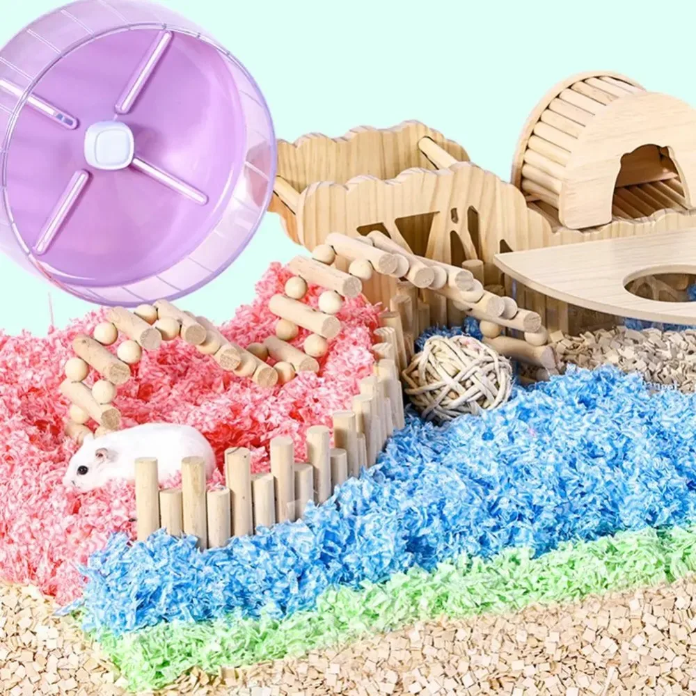 300g/Bag Hamster Filler Colorful Absorbs Water Quickly Deodorant Dust-free Fiber Filler Small Pet House Padding for Cage