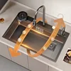 Steel Kitchen Sink Household Large Single Slot Table Basin Vegetable Basin Stainless Steel Sink Nano Coating Thickened Stainless 5