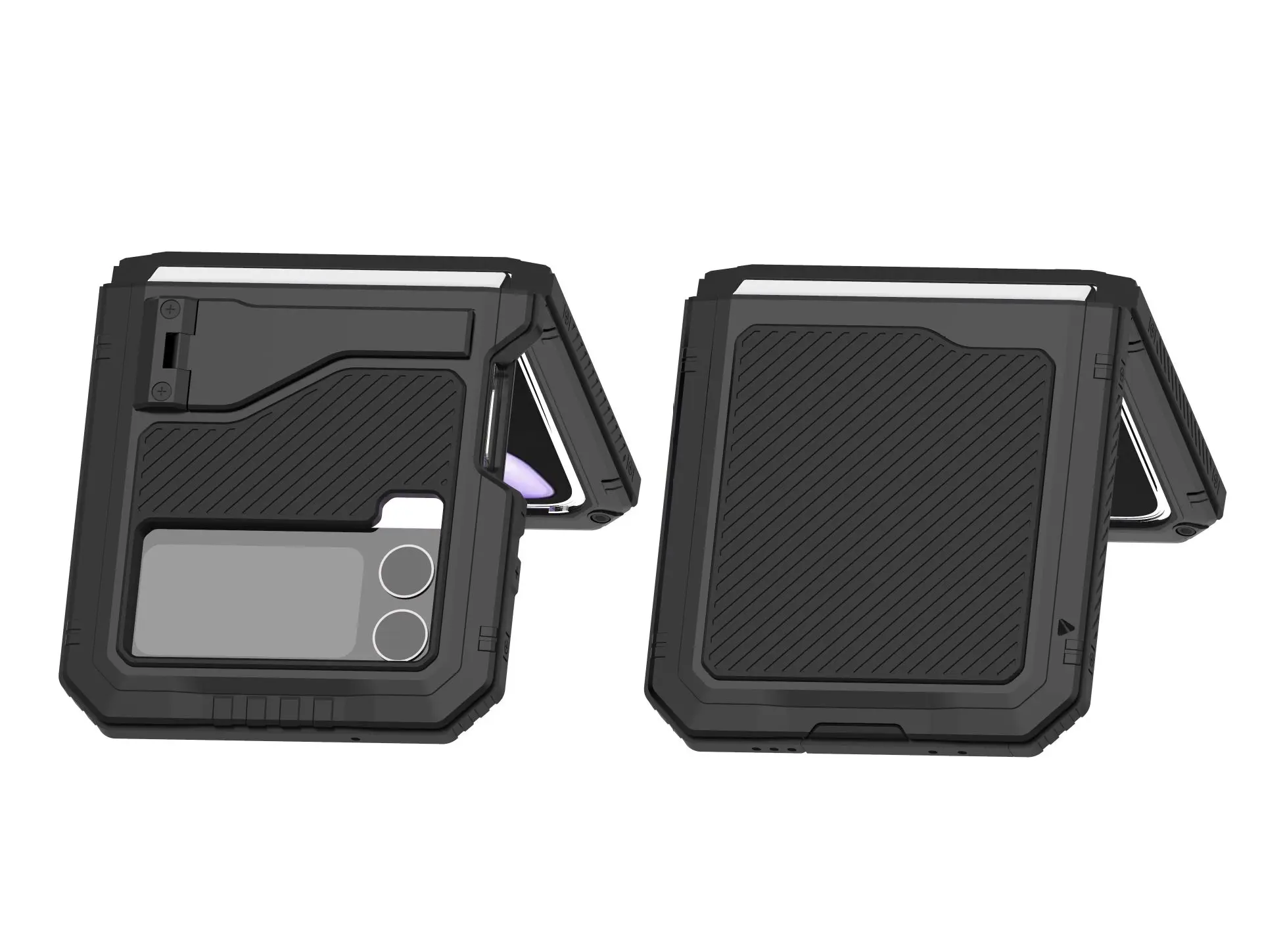 Heavy Duty Protection Armor Metal Phone Cases For Samsung Galaxy Z Flip4 Kickstand Fully Wrapped Silicagel Shockproof Cover Case