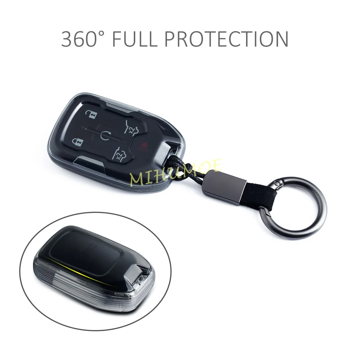 Sleek Black Transparent Key Fob Cover Holder with Premium Design - Automotive Accessories