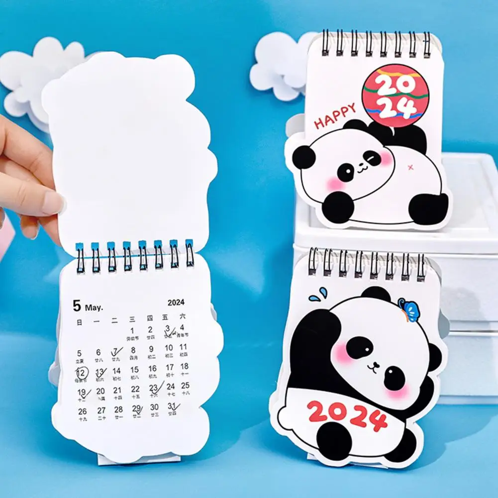 Workspace Decoration With Desk Calendar 2024 Desk Calendars Cute Panda Pattern Standing Academic Year For Home For Students 56 pieces girl hair clips cute animals pattern hair accessories flower pattern hair clip rainbow hairpin for girl