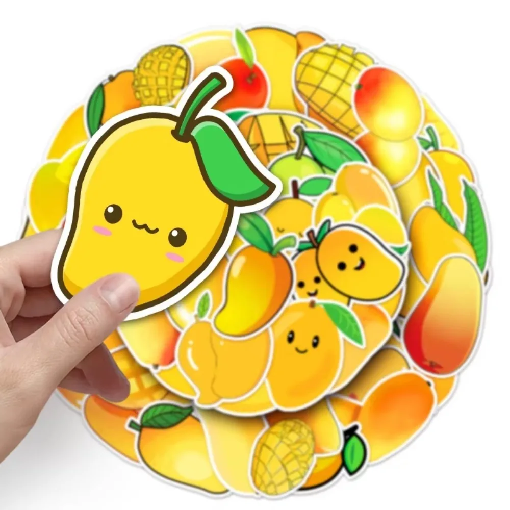 50Pcs Kawaii 노란색 과일 망고 표현 스티커 DIY 노트북 가방 기타 전화 스크랩북 냉장고 헬멧 워터 컵