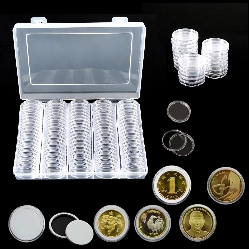 Mini Storage Boxes 100Pcs Coin Capsule for Commemorative Medal