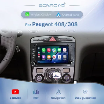 BONROAD Radio con pantalla táctil Linux de 7 pulgadas para coche Peugeot 408 2010-2012, reproductor multimedia de vídeo para coche Peugeot 308 SW RZC T7 2007-2013 con Carplay inalámbrico, Android Auto, RDS, DSP, Mirrorlink 1