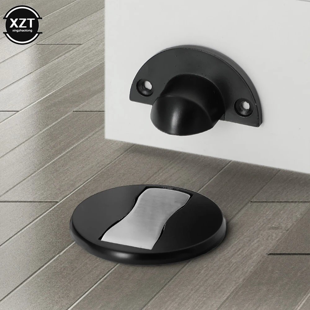 Perforation-free magnetic door stopper 304 stainless steel door stopper hidden holders catch floor nail-free furniture hardware