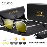 CLLOIO Anti-glare Day Night Vision Glasses Men Women Polarized Driving Sun Glasses Square Aluminum Photochromic Sunglasses UV400 1