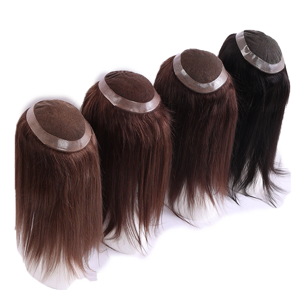 

Australia Model 7*9inch Indian Remy Hair 14-20inch Swiss Lace Human Hair Topper For Women With Thin Skin PU Around