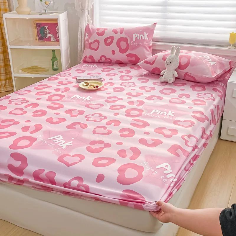 Pink Leopard Print Fitted Sheet Cheetah Bedding 3pcs for Kids Teens Girls Adults Room Decor,Wild Animal Skin Texture Bed Cover 5