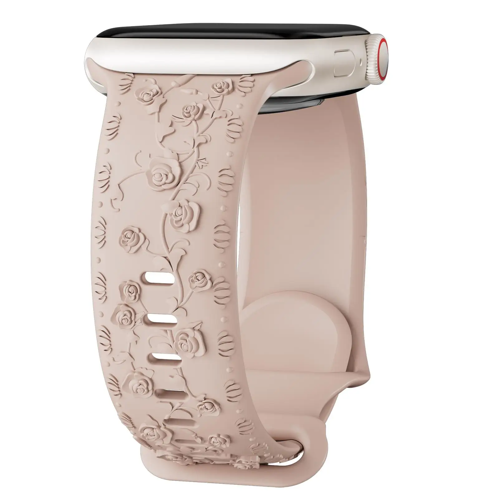 ตัวเลือกสินค้า สายรัด Apple Watch ดอกไม้แกะสลัก 42-46 มม. Correa สวยหรู