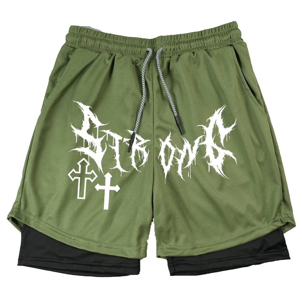 Men's High Street Shorts 2-in-1 Compression Double Layer Shorts Daily Fashion Beach Breathable Fitness Outdoor Sport Short Pants 4
